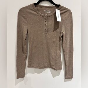 Calvin Klein Taupe Henley Top